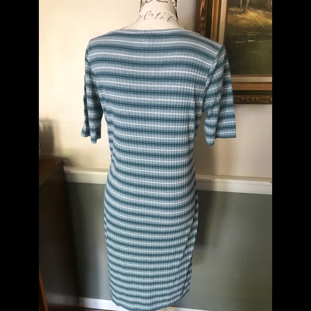 LuLaRoe Striped Teal Carly Dress Size XL - Picture 6 of 7